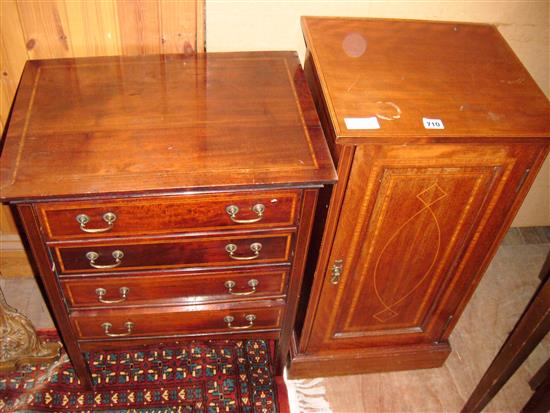 Inlaid mahogany bedside cupboard & music cabinet